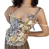 Vintage Floral Print Corset